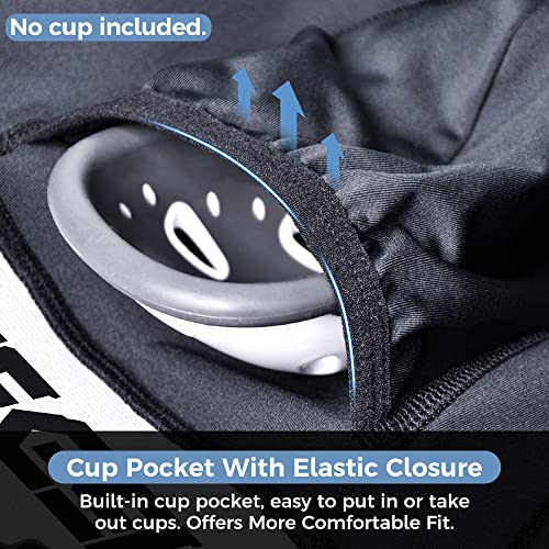 2-Pack Mens Baseball Compression Shorts w/Cup Pocket NO Cup | Straps Protective Athletic Underwear Football Lacrosse - color: Black, size: Small