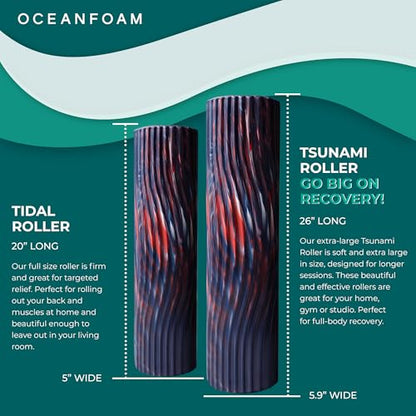 Oceanfoam Tsunami Roller - XL Soft Density Foam (Dark Navy, Red & Natural) - color: Dark Navy, Red & Natural Marbled