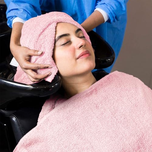Avalon Towels Salon Towel - Pink Hand Towels Bulk Pack of 24 - 100% Cotton Absorbent Spa, Facial & Gym Towel for Working Out - 16x27 Inches (Not Bleach Proof) - color: Pink
