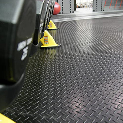 Rubber-Cal Diamond-Plate Rubber Flooring Roll - 3 mm x 4 ft x 2.5 ft Roll - Black - size: 30"L x 48"W x 0.1"Th