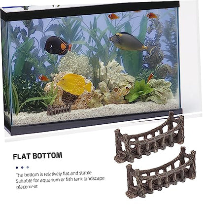 POPETPOP 2Pcs Fake Bridge Landscaping Ornament Realistic Aquarium Decor for Fish Tank Landscape Material Safe for Vivid and Lifelike Design