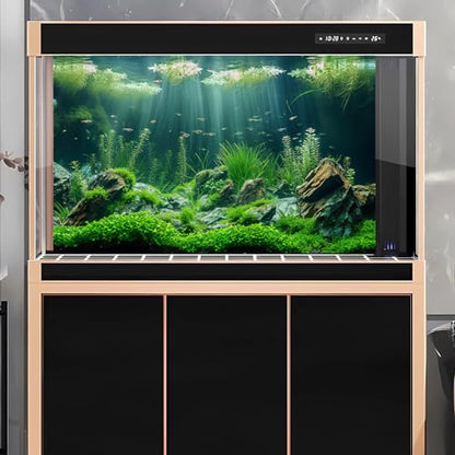 Underwater Aquarium Background Lush Green Aquatic Plants Fish Tank Background Rocks Stones with Moss Under The Sea Terrarium Background Tropical Underwater World Theme Aquarium Backdrop 24x16in - color: Green, size: 24(W)x16(H)in