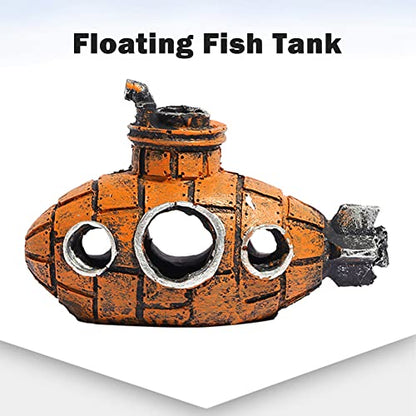 Resin Submarine Aquarium Ornament, Small Fish and Shrimp Hideout Cave Decor for Freshwater or Saltwater Tanks, Brown, Size 5.12 x 2.36 x 3.54 in, 1 Pack
