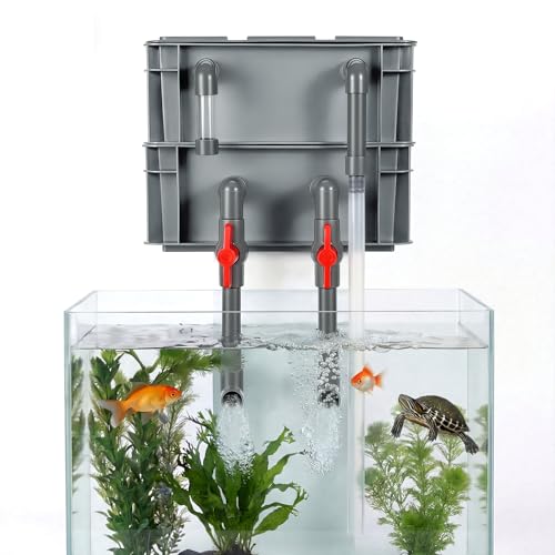 2-Stage Aquarium Filter Box for 10-66 Gallon Tanks, External Drip Trickle System for Fish & Turtles, Professional Grade Biological & Mechanical Filtration, Ultra-Quiet with Adjustable Flow - size: Small-2 Layer