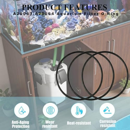 A20063 A20064 Aquarium Filter O-Rings Compatible with Fluval 304/305/306/307/404/405/406/407 Canister Filters, Motor Head Seal Ring Gasket Replacement 3 Pack