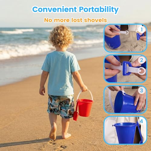 28Sets Sand Buckets and Shovels for Kids, Beach Buckets Travel Sand Toys, Beach Essentials, Fun Summer Activities