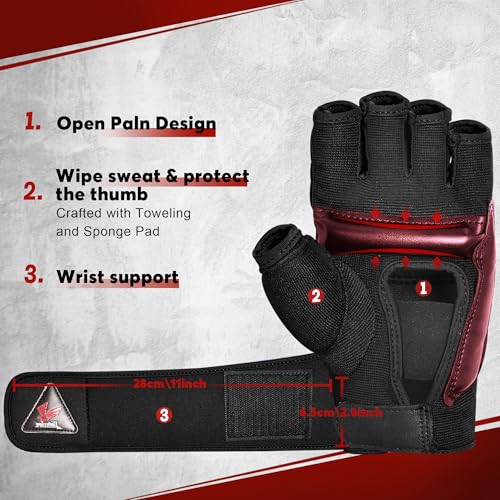 Xinluying MMA Boxing Gloves, 28CM Wide Wristband, PU, for Men, Women & Kids - color: Red, size: Medium