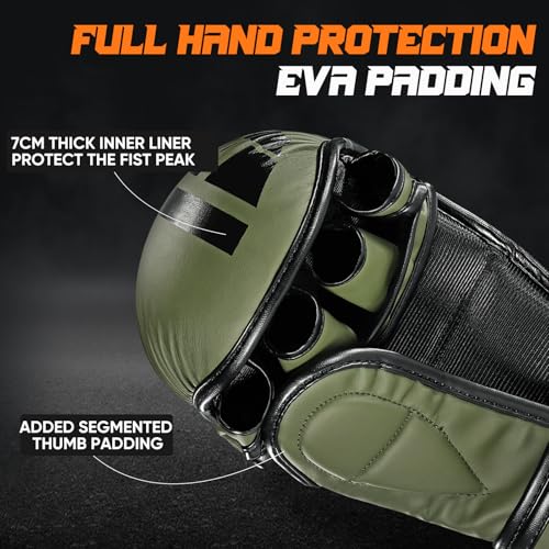MMA Gloves for Sparring,Muay Thai,Training - color: Army Green, size: Medium