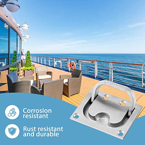 Stainless Steel Hatch Pull Flush Lift Solid Boat Ring Hatches Handles for Boat Deck Hatch Flush Ring Pull Home Furniture Drawer Cabinet Recessed Lid Handle (2 Pack of Flush Ring Pull)
