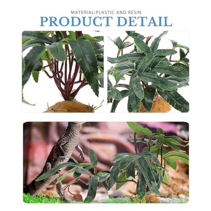 Cabilock Artificial Plants Reptile Pet Case Plant Decor, Simulated Dark Green Environment Ornament for Reptiles, Aquarium Landscape Accessory for Terrarium Decoration