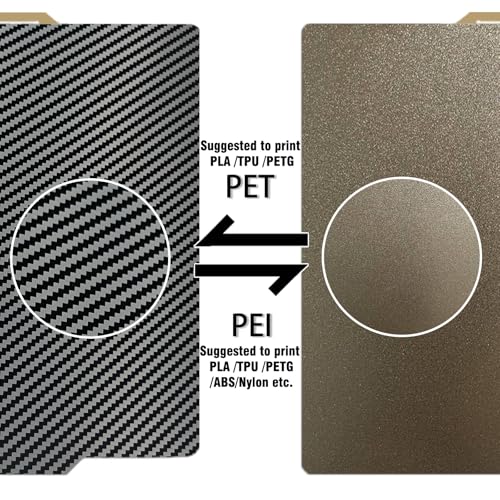 3D Printer PET+PEI Build Plate 257x257mm for Bambu Lab X2D/P2S/X1/X1C/X1E/P1P/P1S/A1 3D Printer, Smooth PET+Textured PEI Spring Steel Build Plate,Double Sided Flexible Sheet Removable Platform - color: Smooth PET+Textured PEI