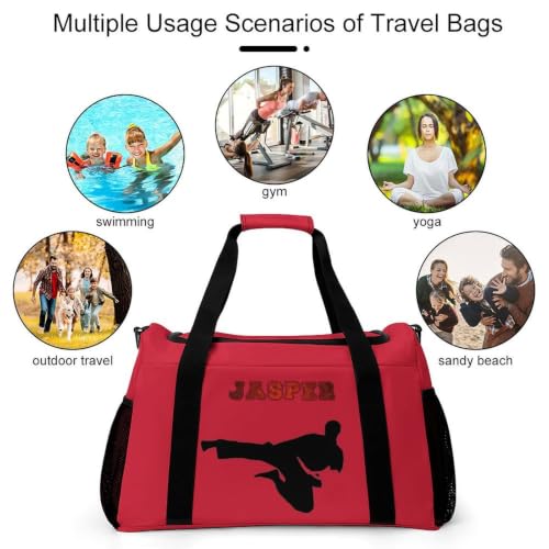 Personalized Taekwondo Karate Duffle Bag for kids Boy Girls,Custom Name Martial Arts Gear Bag,Water-Resistant Sparring Equipment Red - color: Taekwondo Karate-14