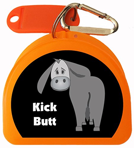 Sports Mouthguard Case, Mouth Guard Case, Retainer Case, or Dental Case, Called Kick Butt (Orange) - color: Orange