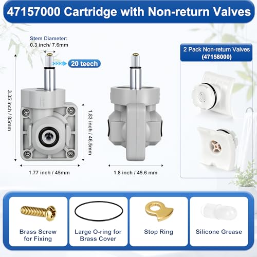 47157000 Shower Cartridge Compatible with Grohe Shower Valve, Tiief Cartridge with 47158000 Non-return Valves, Pressure Balance Cartridge Replacement Compatible with Grohe Tub and Shower Valve