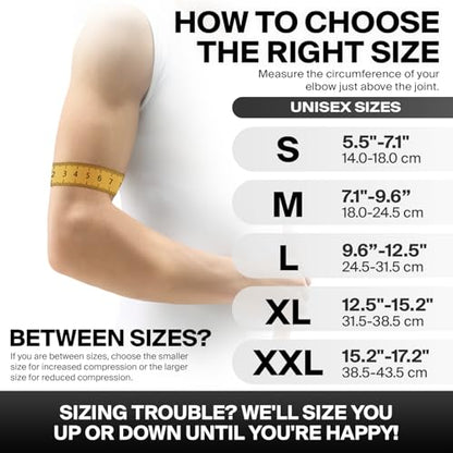 DR. BRACE® Elite Elbow Brace, Breathable Elbow Compression Sleeve - color: Black, size: XX-Large