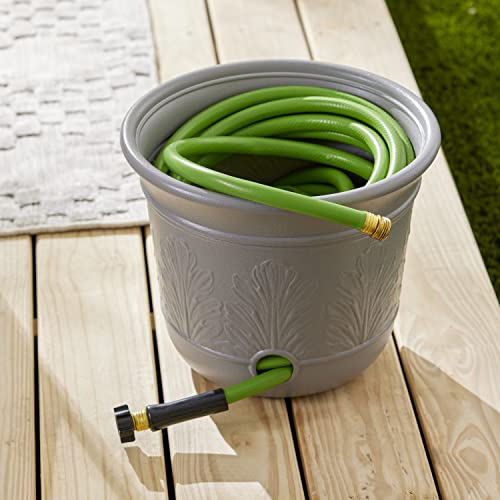 Suncast 2 Pack 300 Foot Heavy Duty 5 Gallon Decorative Plastic Hose Pot for Expandable and Lightweight Hoses, Ideal for Garden, Patio and Backyard Use