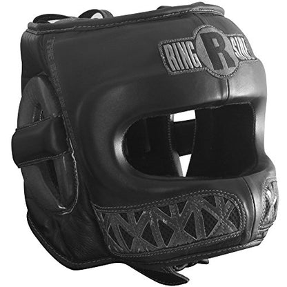Ringside Youth Deluxe Face Saver Boxing Muy Thai MMA Sparring Head Protection Kids Headgear - color: Navy/Yellow, size: Large