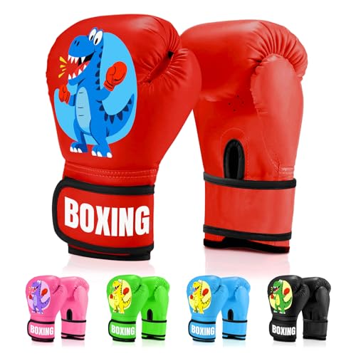 Kids Boxing Gloves for Boys & Girls, Youth Boxing Training Gloves for Kids | Toddler Boxing Gloves for 3-8 years Training, 4OZ Training Sparring Gloves for Punching Bag Kickboxing Muay Thai MMA Training - color: Red