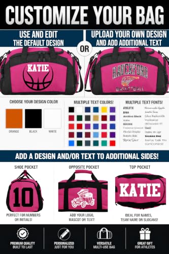 Personalized Basketball Duffel Bag with Shoe Compartment, Custom Basketball Bag with Name and Number, Basketball Travel Bag for Players, Team Sports Gear Bag - color: Pink, style: Basketball