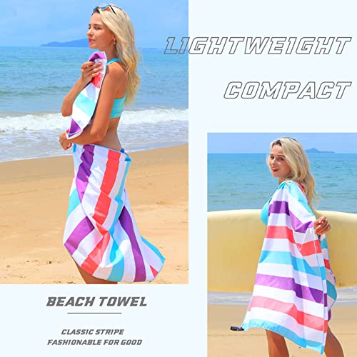 Exclusivo Mezcla 2 Pack Microfiber Quick Dry Large Beach Pool Towels - color: Mixed Color-purple/Green, size: 30" x 60"