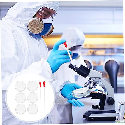 6pcs Petri Dishes Lids Transfer Pipettes Specimen Container for Science Lab