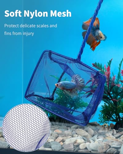 Pawfly 5''/6'' Fish Net for Fish Tank, Aquarium Net with Braided Metal Handle and Nylon Mesh, Small Fish Net Minnow Net for Pond Freshwater and Saltwater - size: 5 Inch-2pcs