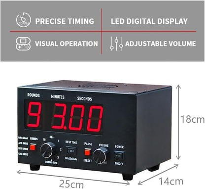 Boxing Timer, Professional Gym Interval Timer with LED Display, Portable Design, Adjustable Sound & Stopwatch, Selectable Training Time & Cycle Repetitions - color: Green