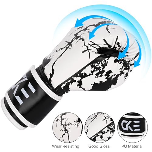 CKE Boxing Gloves for Kids Ages 5-12, Beginner Punch Bag Training Gloves - color: Black/White