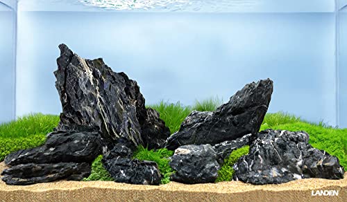 Dark SEIRYU Stones Natural Rocks(17lbs, 3~11 inches,7-8pcs) for Aquarium, Paludarium, Terrariums, Landscaping Rocks, Decorative Aquarium Rocks - size: 08 Dark Seiryu Stones(3-11inch,17lbs)