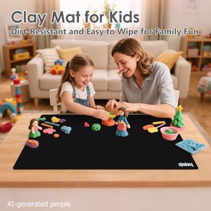 36.2" x 24" Extra Large Silicone Mat for Epoxy Resin, Nonstick Silicon Mats for Crafts Jewelry Casting, Non-Slip Kitchen Table Placemats for Countertop Protector Heat Resistant by Foepoge, Black