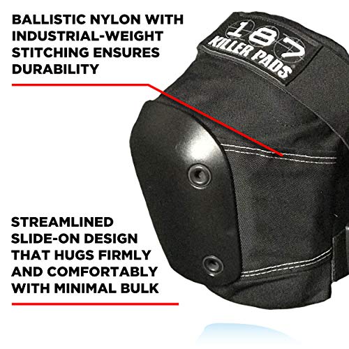 187 Killer Pads Slim Knee Pad for Skate and Skateboarding - color: Black, size: X- Large