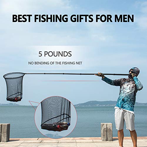 9ft/11.15ft Extra Long Fishing Net with Telescoping Handle, Carbon Fiber Extendable Landing Net, Dip Net for Fishing, Crab nets for Crabbing, Rubber Coated Netting, Holds up to 20lbs - style: 9ft/108"