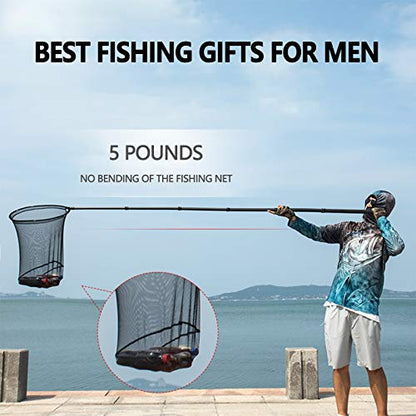 9ft/11.15ft Extra Long Fishing Net with Telescoping Handle, Carbon Fiber Extendable Landing Net, Dip Net for Fishing, Crab nets for Crabbing, Rubber Coated Netting, Holds up to 20lbs - style: 9ft/108"