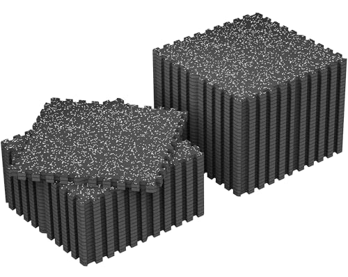 SUPERJARE 0.79'' Extra-Thick Exercise Equipment Mats, 48 Pcs 192 Sq Ft Rubber Top Floor Tiles with High Density EVA Foam, Interlocking Gym Flooring for Home Gym, Workout Mat, Black/Grey - size: 48 Tiles (192 Sq Ft)