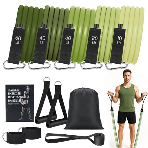 WIKDAY Resistance Bands with Handles for Exercise,beginners - color: 150LBS GREEN