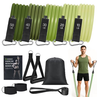 WIKDAY Resistance Bands with Handles for Exercise,beginners - color: 150LBS GREEN