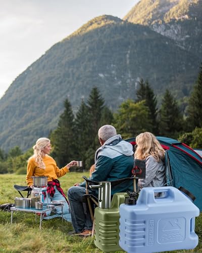 UPWOIGH 3.5 Gallon Water Jug, Light Blue Leakproof Water Container with Spigot, Modern Nature-Inspired Front Carving, Thickened BPA-Free Multifunction Outdoor & Emergency Camping Overlanding Gear - color: Light Blue, size: 448 Ounces