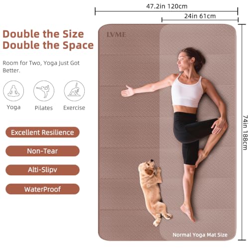 Foldable Yoga Mat 74"x47.2"x 0.4" – Large Yoga Mat - color: Brown+Apricot