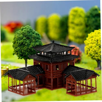 Miniature Pagoda Garden Statue 3.14X3.14X2.36In Japanese Zen Aquarium Decor Fish Tank Statue and Bonsai Figurines Ancient Inn Landscape Model for Meditation and Micro Landscape