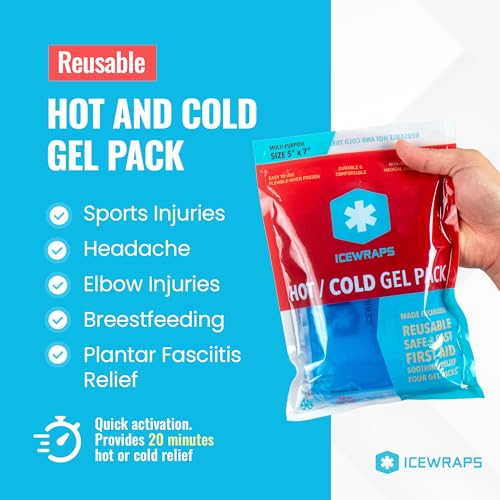 ICEWRAPS Reusable Ice Packs Compact 5 x 7 inches, Soft Cooling Pack 4 Pack