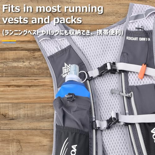 Azarxis TPU Soft Flask Collapsible Water Bottle Running Folding Gel Water Reservoir Handheld for Hydration Pack Hiking Cycling Climbing Jogging Marathon Trail Race - color: #01 Blue - 500 ml - 2-pack
