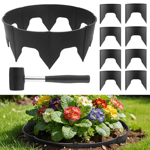 60 Pieces Planting Grow Rings, Diameter Range 8.2-15.7 Inches, Interlocking Garden Plant Rings, Black Garden Rings for Plant Support and Soil Moisture Retention - color: 60 Pcs(Black)