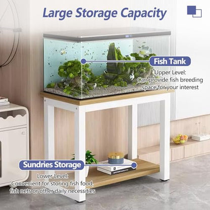 Multi-functional Storage Rack, Double-layer Aquarium Stand, Reinforced Steel Frame + Anti-slip Design, Easy To Install(35x30cm/13.8x11.8in) - size: 35x30cm/13.8x11.8in