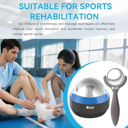 Massage Ice Roller Ball Cold & Heat Therapy Plantar Fasciitis Roller | Alleviating Shoulder, Arms, Back, Legs, Calves or Muscle Tension, Perfect for Workouts Relaxation - color: Blue+black