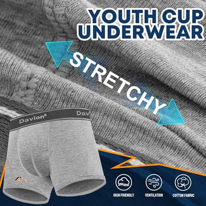 Davion 2-Pack Baseball Cup Youth Boys Underwear with kids Soft Athletic Cup - color: Light Grey-2pack, size: Large