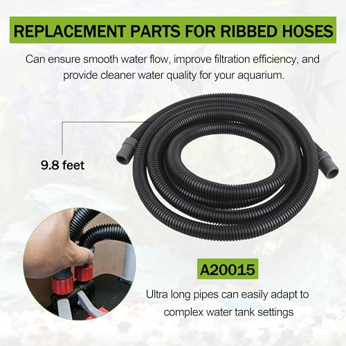 Ribbed Hosing A20015 (9.8Ft) - Aquarium Tubing Replacement for Fluval 306/307 406/407 305/405 Canister Filter Parts