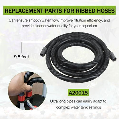 Ribbed Hosing A20015 (9.8Ft) - Aquarium Tubing Replacement for Fluval 306/307 406/407 305/405 Canister Filter Parts
