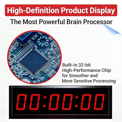 Gym Timer Clock with Start/Stop Button, Race Timing Clock with Tripod, 12/24H Digital Wall Clock for Home Gym Tabata, HIIT, Running Events