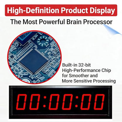 Gym Timer Clock with Start/Stop Button, Race Timing Clock with Tripod, 12/24H Digital Wall Clock for Home Gym Tabata, HIIT, Running Events