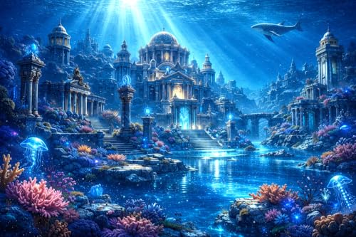Dreamy Undersea Garden Palace PVC Fish Tank Background 30x18 Inches Underwater Ruins Aquarium Terrarium Background Bearded Dragon Reptile Gecko Tank Background Decoration with Tapes - color: Palaces, size: 30'x18"/75x45cm